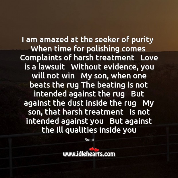 I am amazed at the seeker of purity   When time for polishing Love Is Quotes Image