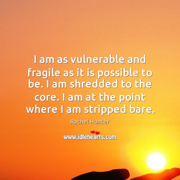 I am as vulnerable and fragile as it is possible to be. Rachel Hunter Picture Quote