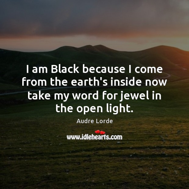 I am Black because I come from the earth’s inside now take Image