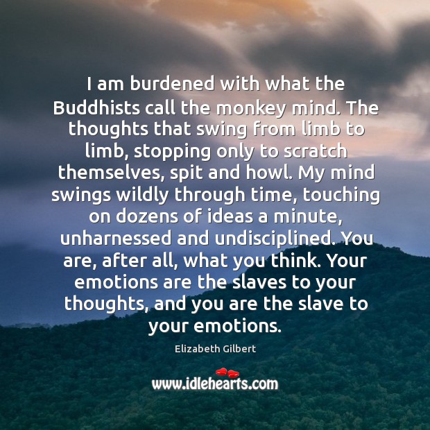 I am burdened with what the Buddhists call the monkey mind. The Elizabeth Gilbert Picture Quote
