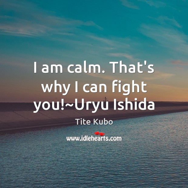 I am calm. That’s why I can fight you!~Uryu Ishida Tite Kubo Picture Quote