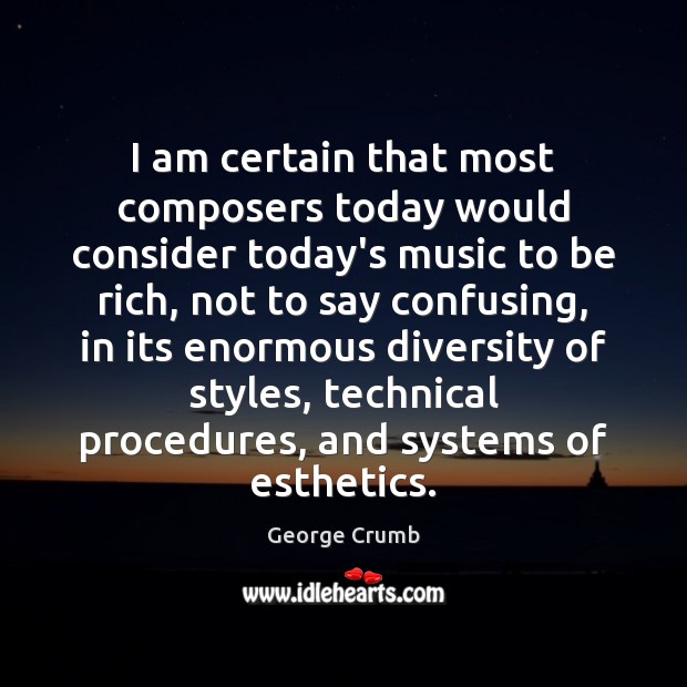 I am certain that most composers today would consider today’s music to George Crumb Picture Quote