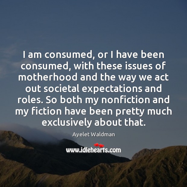 I am consumed, or I have been consumed, with these issues of Ayelet Waldman Picture Quote