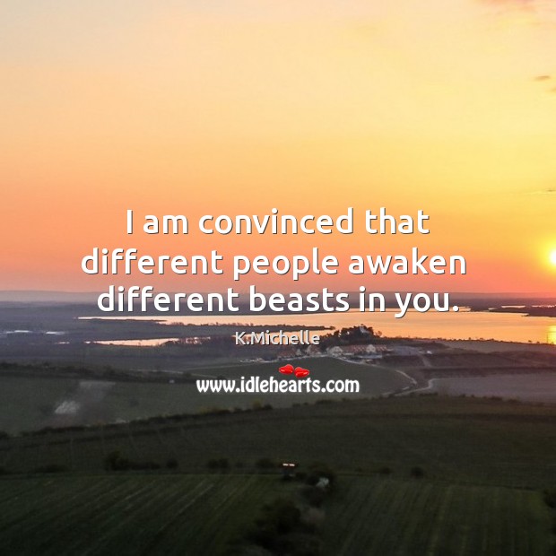 I am convinced that different people awaken  different beasts in you. K.Michelle Picture Quote