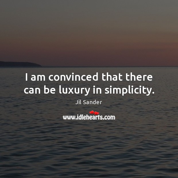 I am convinced that there can be luxury in simplicity. Jil Sander Picture Quote