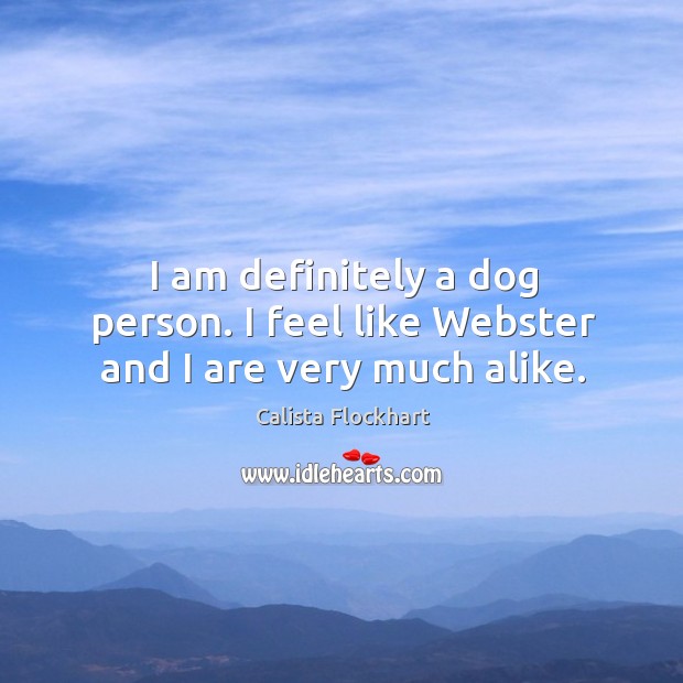 I am definitely a dog person. I feel like webster and I are very much alike. Calista Flockhart Picture Quote
