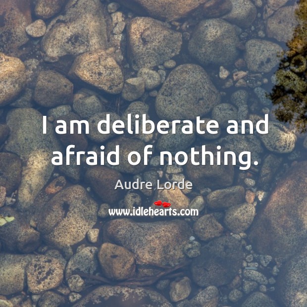 I am deliberate and afraid of nothing. Image