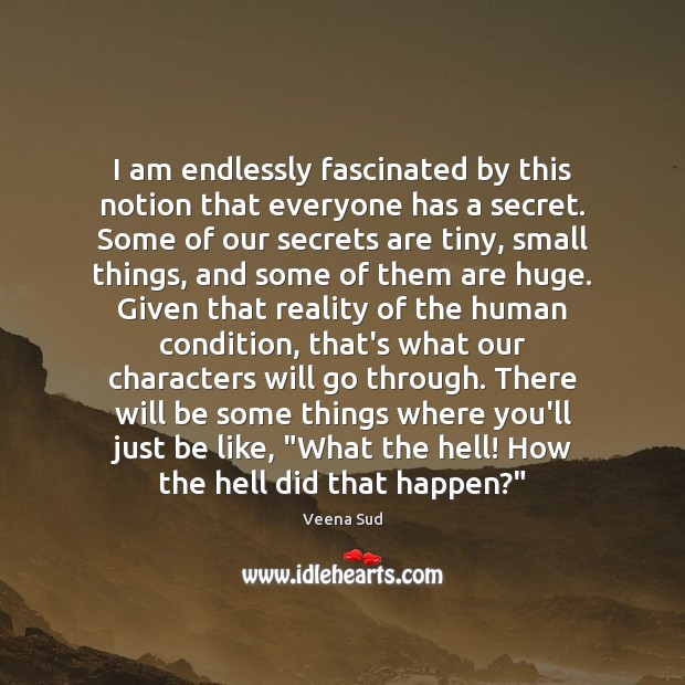 I am endlessly fascinated by this notion that everyone has a secret. Veena Sud Picture Quote