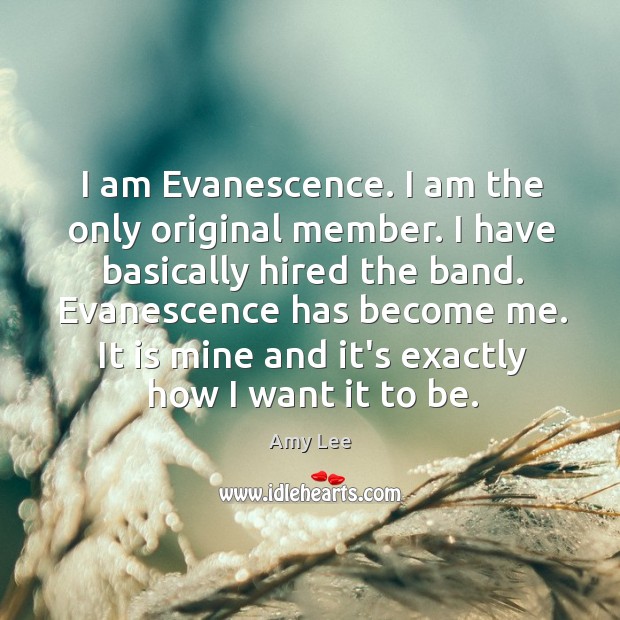 I am Evanescence. I am the only original member. I have basically Amy Lee Picture Quote