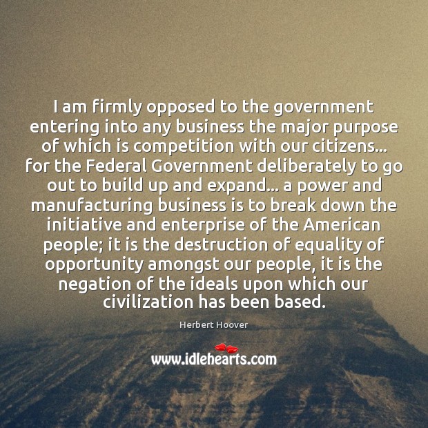 I am firmly opposed to the government entering into any business the Image