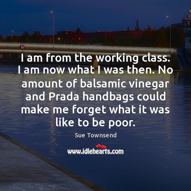 I am from the working class. I am now what I was Sue Townsend Picture Quote