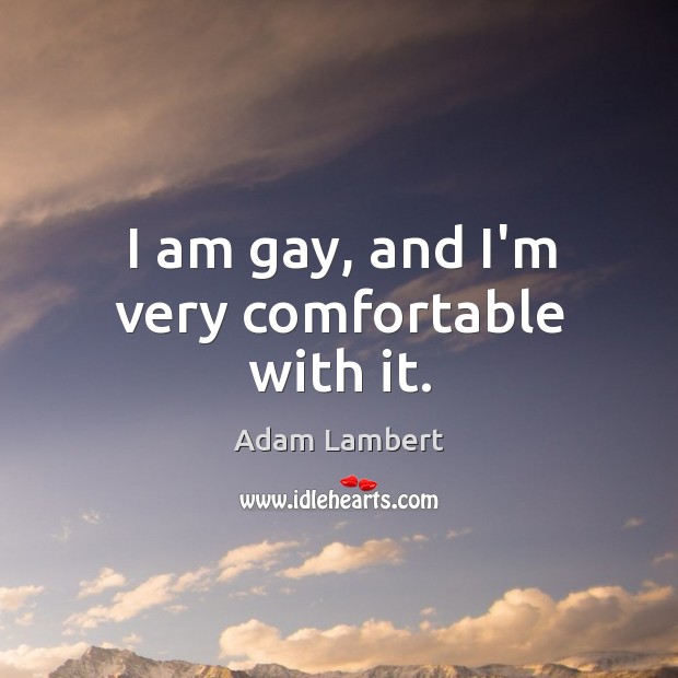 I am gay, and I’m very comfortable with it. Image
