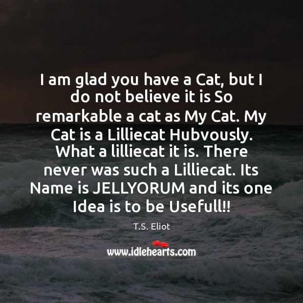 I am glad you have a Cat, but I do not believe T.S. Eliot Picture Quote