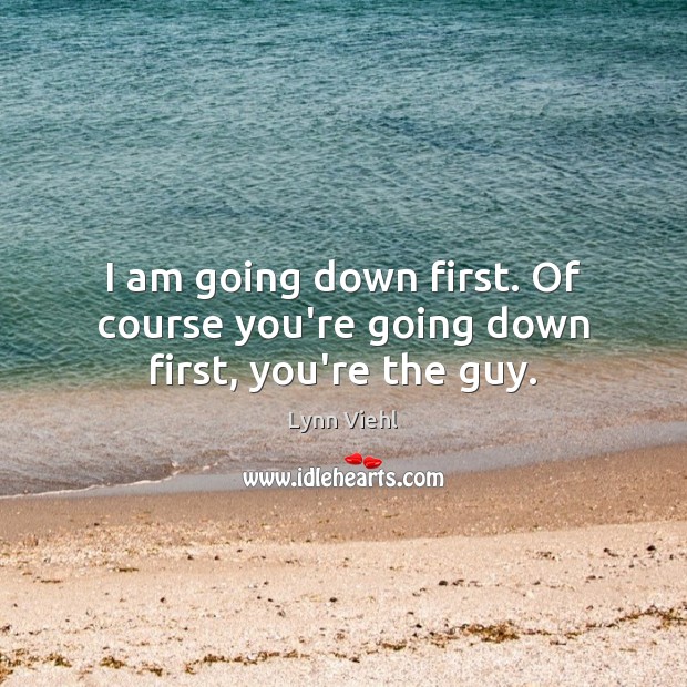 I am going down first. Of course you’re going down first, you’re the guy. Lynn Viehl Picture Quote