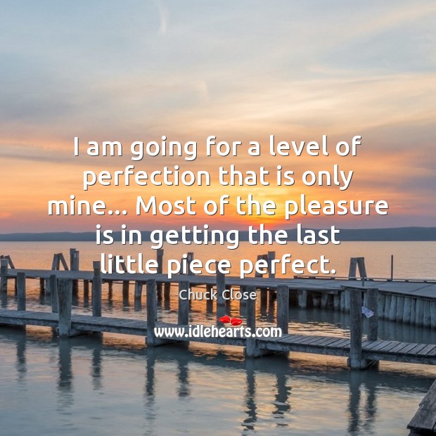 I am going for a level of perfection that is only mine… Chuck Close Picture Quote