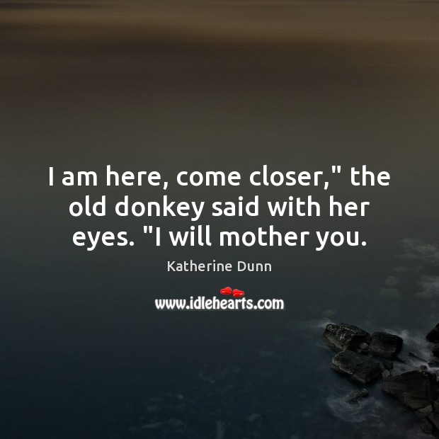 I am here, come closer,” the old donkey said with her eyes. “I will mother you. Katherine Dunn Picture Quote