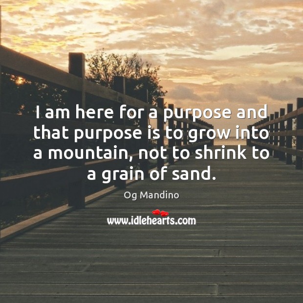I am here for a purpose and that purpose is to grow Og Mandino Picture Quote
