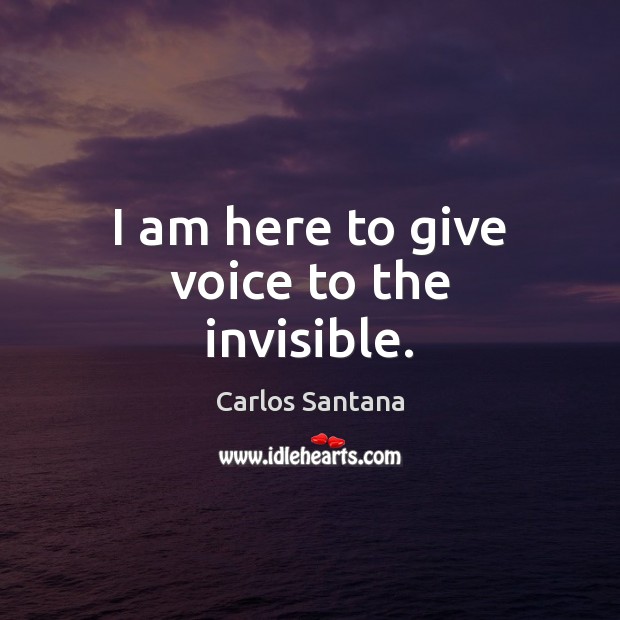 I am here to give voice to the invisible. Image