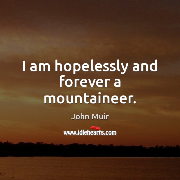 I am hopelessly and forever a mountaineer. John Muir Picture Quote
