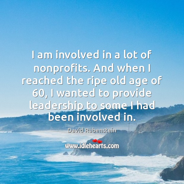 I am involved in a lot of nonprofits. And when I reached David Rubenstein Picture Quote