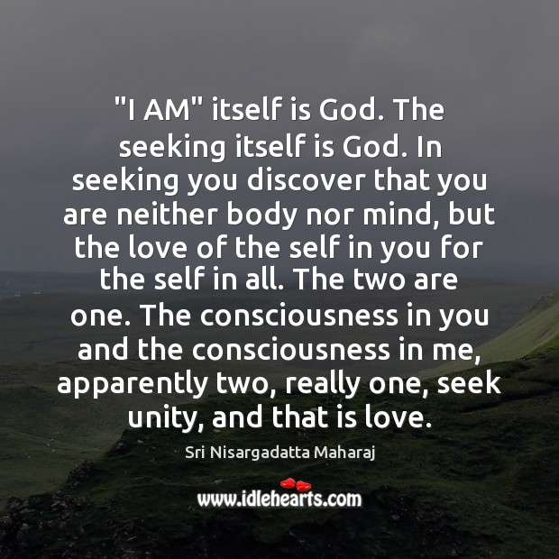 “I AM” itself is God. The seeking itself is God. In seeking Image