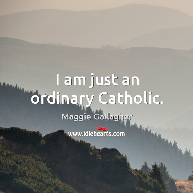 I am just an ordinary catholic. Maggie Gallagher Picture Quote