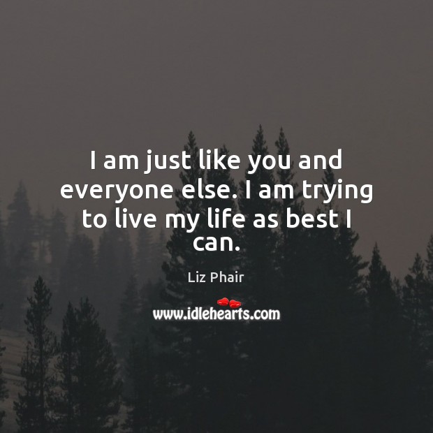 I am just like you and everyone else. I am trying to live my life as best I can. Liz Phair Picture Quote