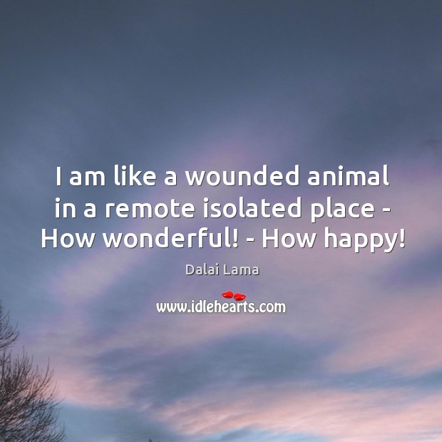 I am like a wounded animal in a remote isolated place – How wonderful! – How happy! 
