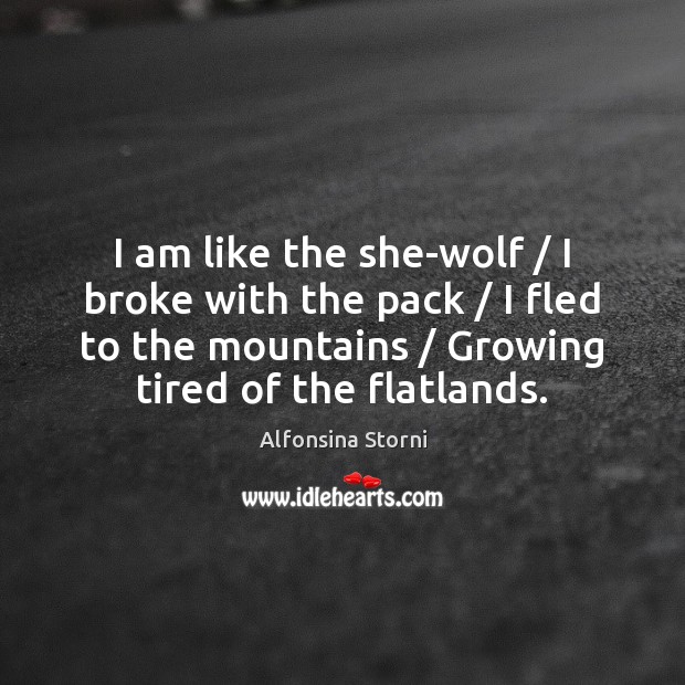 I am like the she-wolf / I broke with the pack / I fled Image
