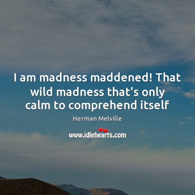 I am madness maddened! That wild madness that’s only calm to comprehend itself Herman Melville Picture Quote