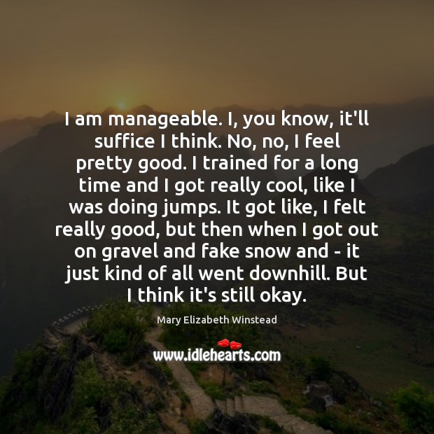 I am manageable. I, you know, it’ll suffice I think. No, no, Mary Elizabeth Winstead Picture Quote