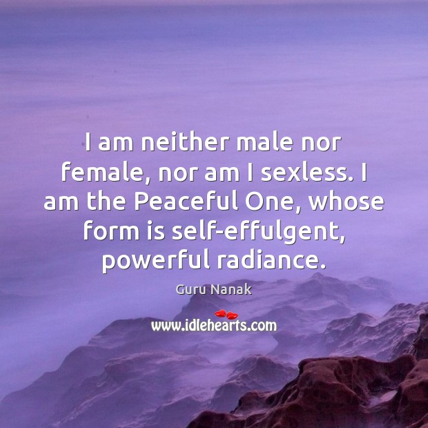 I am neither male nor female, nor am I sexless. I am Guru Nanak Picture Quote