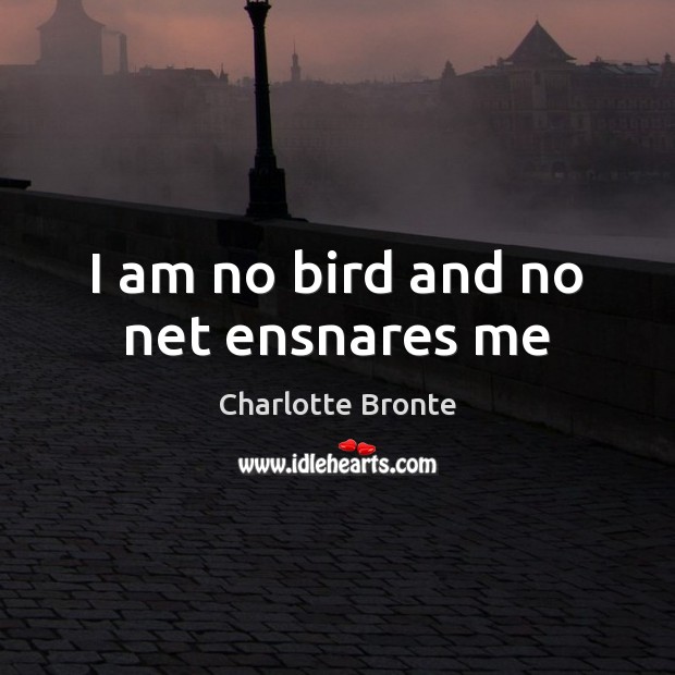 I am no bird and no net ensnares me Charlotte Bronte Picture Quote