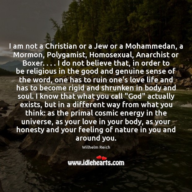 I am not a Christian or a Jew or a Mohammedan, a Wilhelm Reich Picture Quote