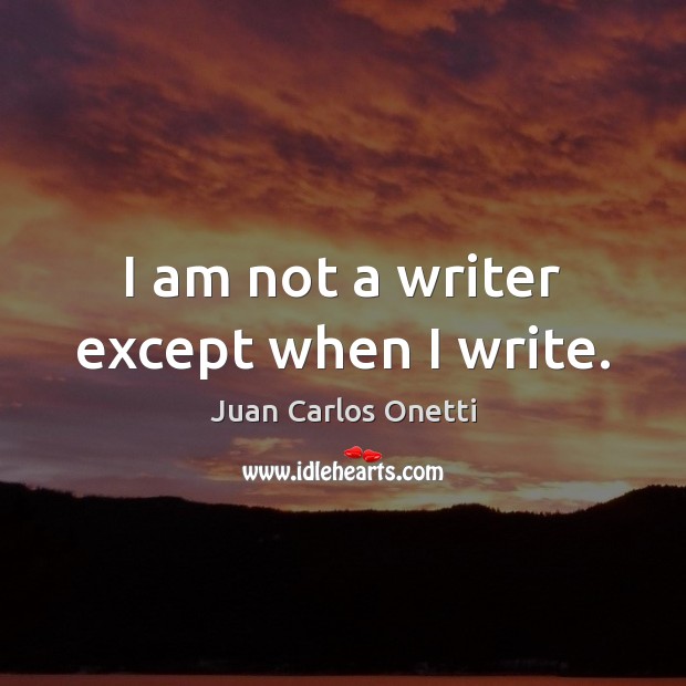 I am not a writer except when I write. Juan Carlos Onetti Picture Quote