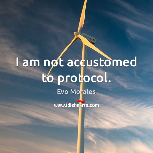 I am not accustomed to protocol. Evo Morales Picture Quote