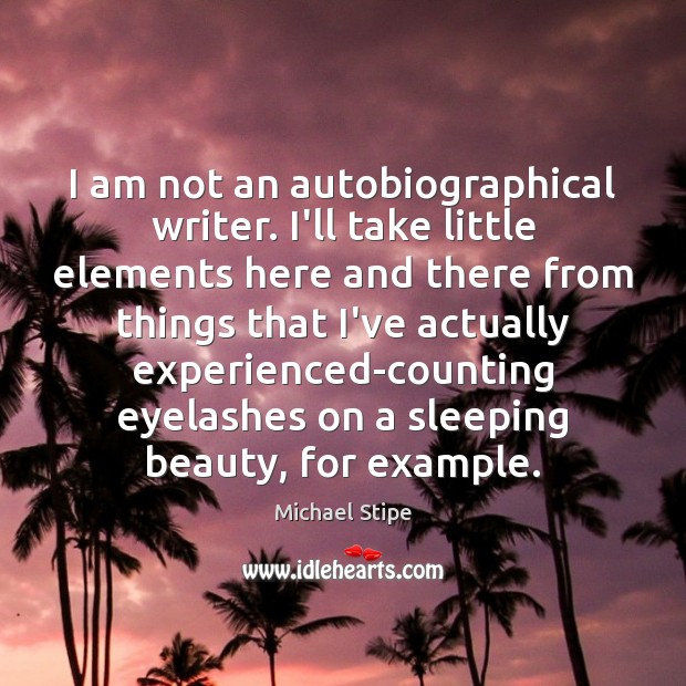 I am not an autobiographical writer. I’ll take little elements here and Michael Stipe Picture Quote