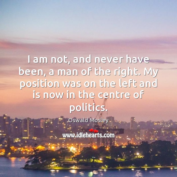 I am not, and never have been, a man of the right. Politics Quotes Image