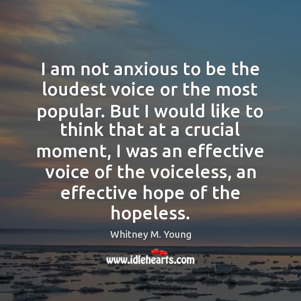 I am not anxious to be the loudest voice or the most 
