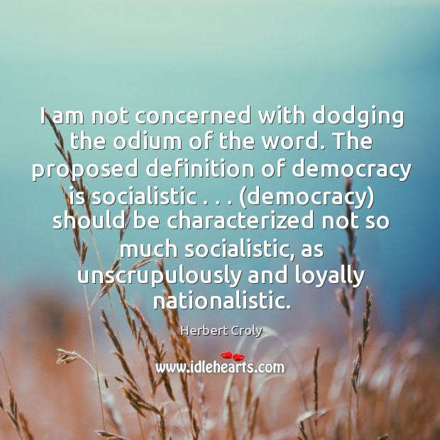 I am not concerned with dodging the odium of the word. The Democracy Quotes Image