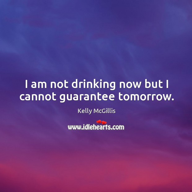 I am not drinking now but I cannot guarantee tomorrow. Kelly McGillis Picture Quote