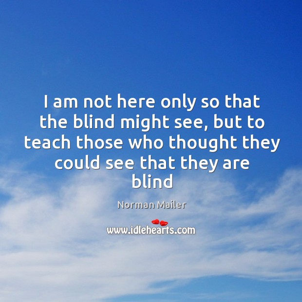 I am not here only so that the blind might see, but Norman Mailer Picture Quote