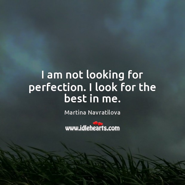 I am not looking for perfection. I look for the best in me. Martina Navratilova Picture Quote