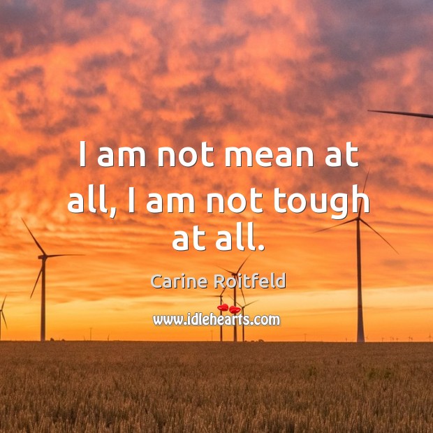 I am not mean at all, I am not tough at all. Carine Roitfeld Picture Quote