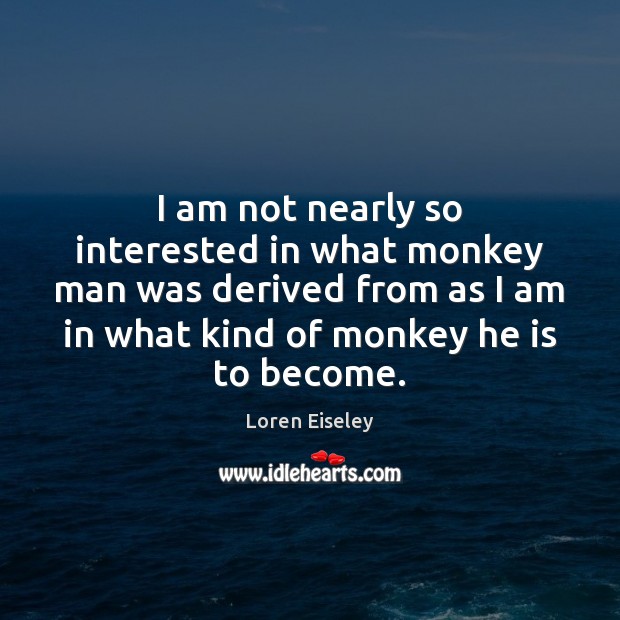 I am not nearly so interested in what monkey man was derived Loren Eiseley Picture Quote