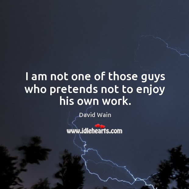 I am not one of those guys who pretends not to enjoy his own work. David Wain Picture Quote