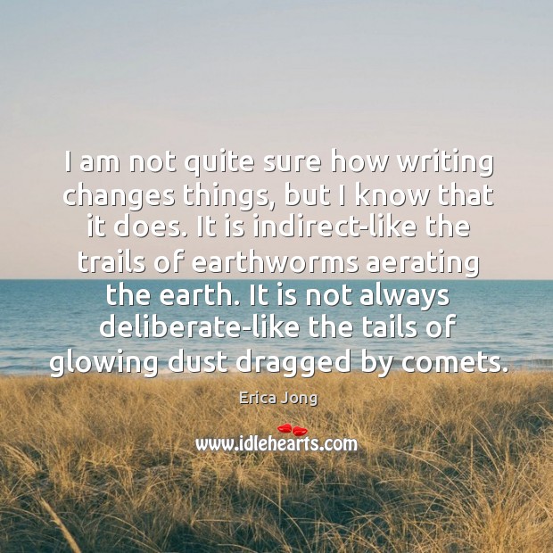 I am not quite sure how writing changes things, but I know Erica Jong Picture Quote