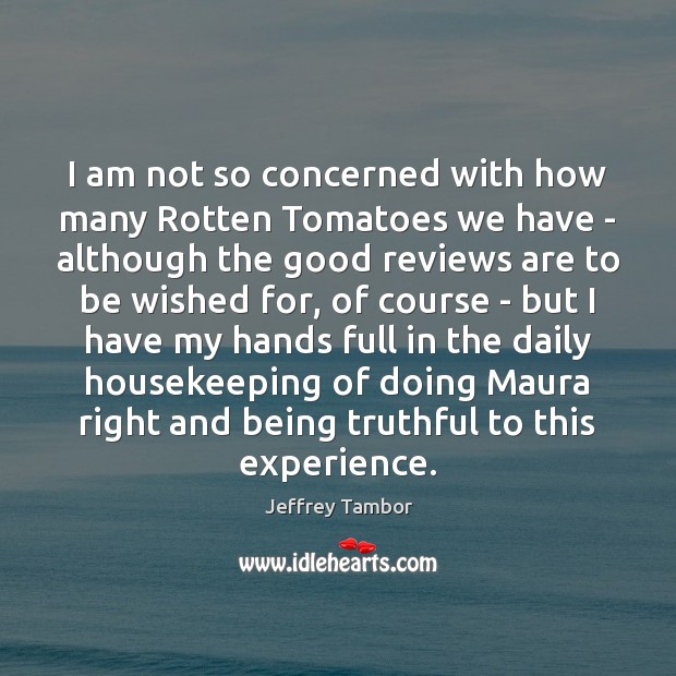 I am not so concerned with how many Rotten Tomatoes we have Jeffrey Tambor Picture Quote