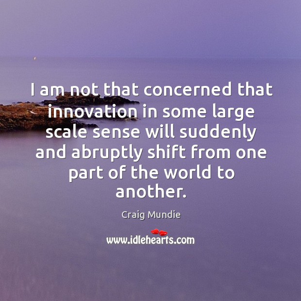 I am not that concerned that innovation in some large scale sense will suddenly Craig Mundie Picture Quote