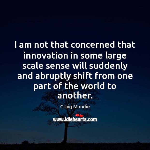 I am not that concerned that innovation in some large scale sense Craig Mundie Picture Quote